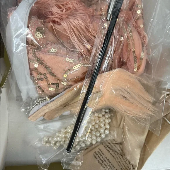 Blush Pink Art Deco Sequin Flapper Dress - Picture 5 of 7